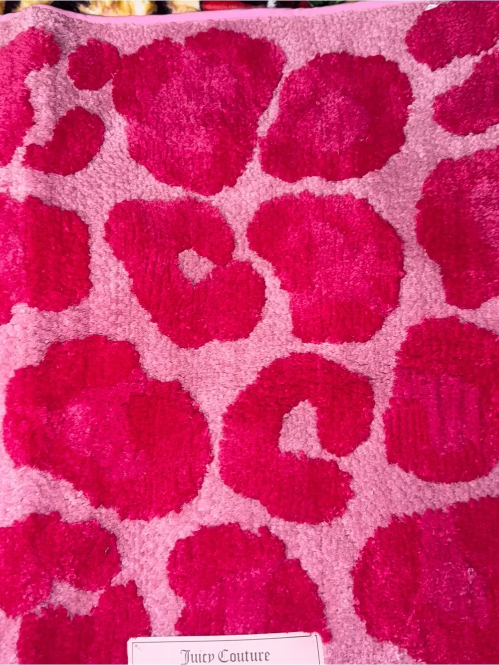Juicy Couture Hot Pink Leopard Print Plush Bath Mat